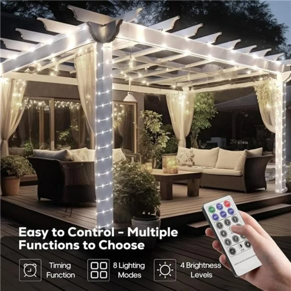 Solar Rope Lights 39FT Waterproof LED Outdoor String Lights for Patio Garden